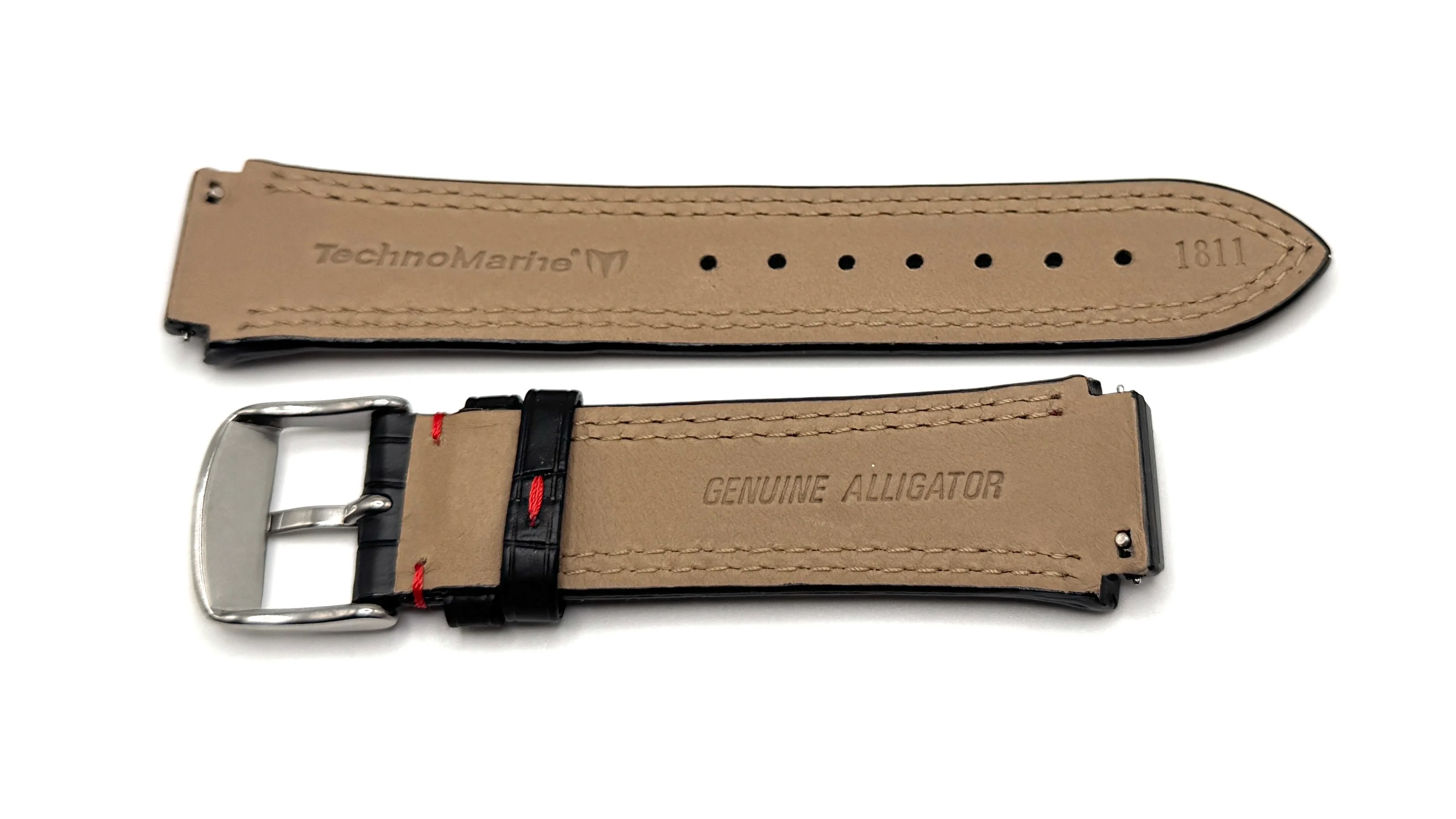 Band for TM-1811 Black/Red Alligator Matte Double Stitching - Image 2