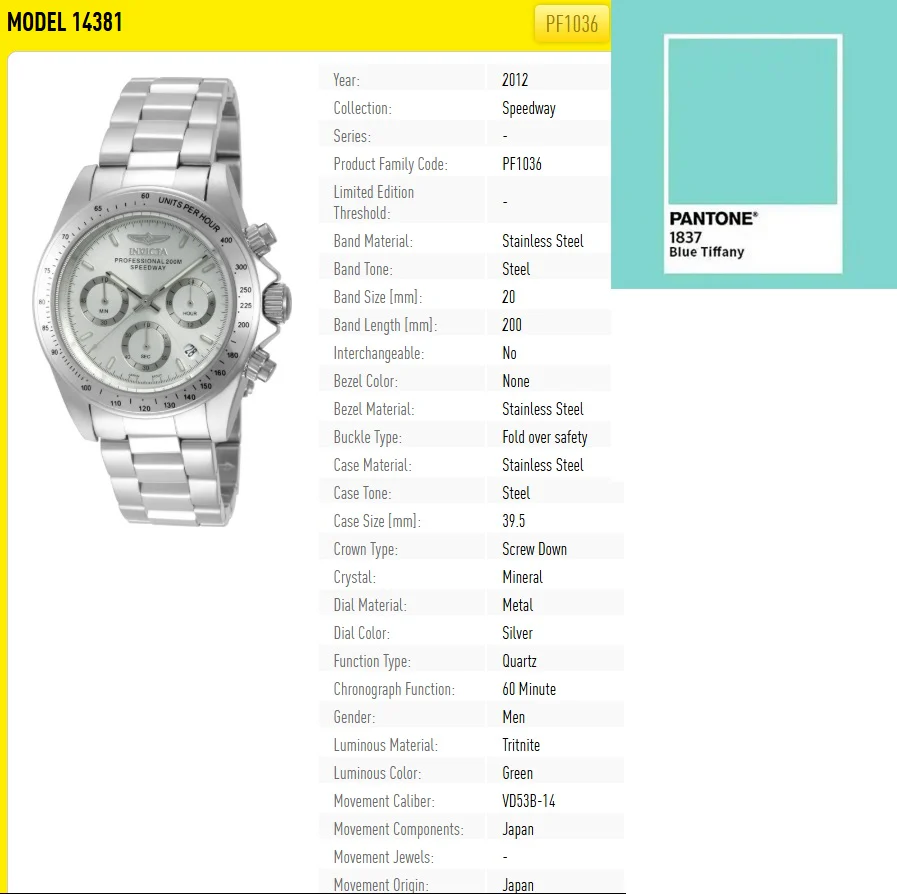 Parts For Invicta Speedway Men 49800